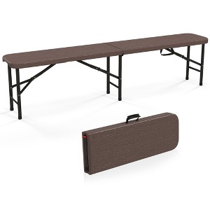Tangkula 6 ft Plastic Folding Bench Portable Fold-in-Half Seat w/ 1320 LBS Capacity Gray - 1 of 4