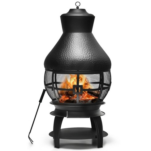 Costway Patio Fire Pit Chimenea Fireplace Wood Burning Heater Garden  Backyard : Target