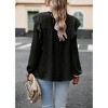 Frill Shoulder Boluse with Tiny Embroidered Lightweight Long Sleeve Crochet Blouse Lantern Sleeve Round Neck Tunic Blouse - 2 of 4