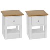 vidaXL 2-Piece Nightstands, 14.2"x11.8"x18.5", Solid Oak Wood Top and Pinewood Frame, Dark Wood and White, Space-Saving Design, Fully Assembled - 2 of 4