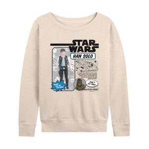 Women's - Star Wars - Han Solo Action Figure Lightweight French Terry Wide Neck Long Sleeve Shirt - 1 of 4