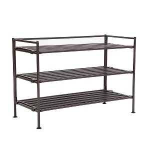 Seville Classics 9-Pair 3-Tier Resin Slat Stackable Shoe Rack - 1 of 4