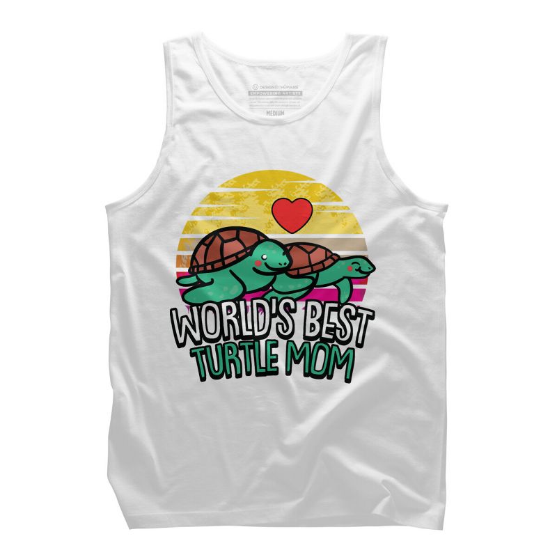 Men's Design By Humans World's Best Turtle Mom Retro Stripes By animalshop Tank Top, 1 of 3