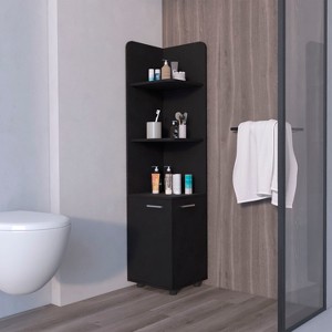 TIRAMISUBEST Corner Shelf with Cabinet, 3-Tier Shelf, Metal Handles - 1 of 4