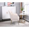 LOVMOR Upholstered Velvet Fabric Accent Chair, Mid Century Armchair with Gold Leg and High Backrest, for Living room, Bedroom,Beige - 2 of 4