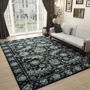 5x7 Washable Vintage Area Rug, Thin Distressed Non-Slip Carpet for Living Room Bedroom, Kitchen Dining Room Decor - 1 of 4