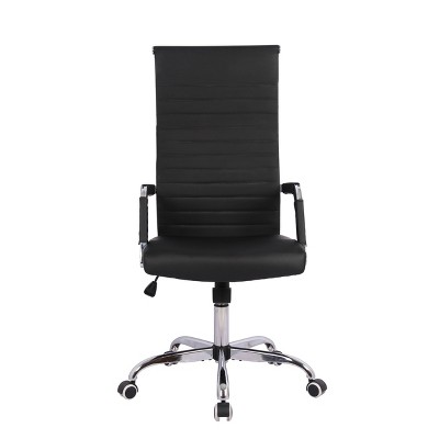 High Back Channel Office Chair with Adjustable Height Black - WOVENBYRD