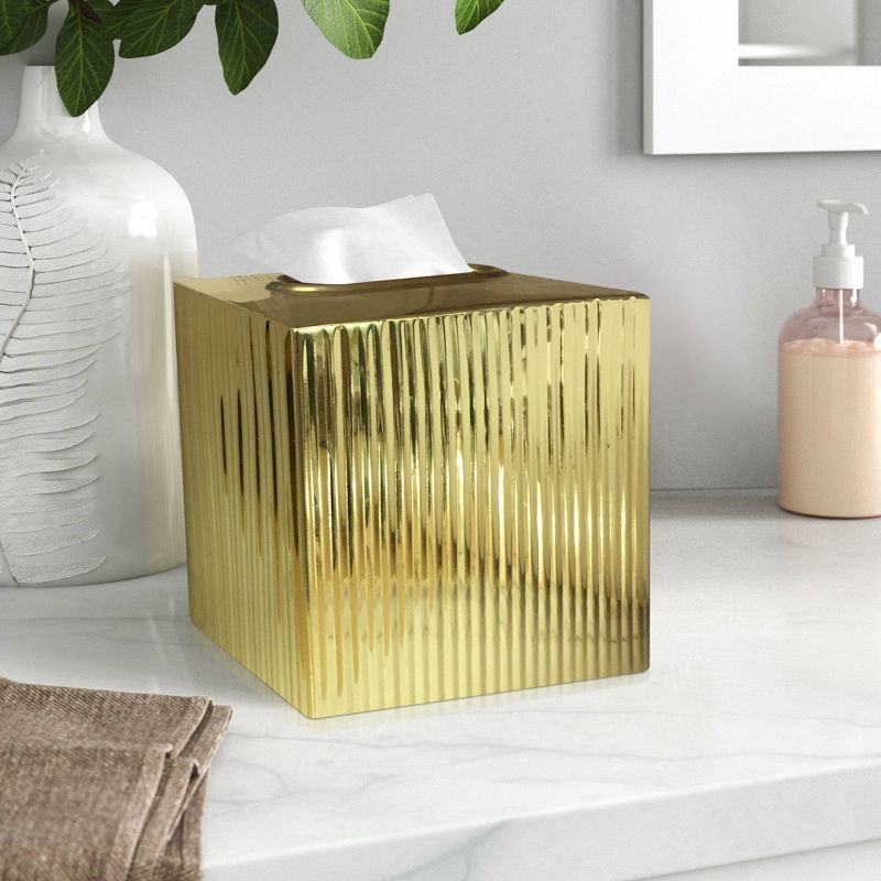 Kaiwah Gold Plated Steel Square Tissue Box Holder - Metallic Gold - Nu Steel, 3 of 6