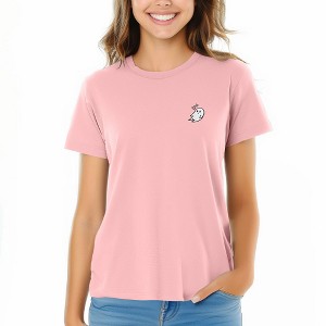 DALIX Heartly Ghost Embroidered Soft Cotton Short Sleeve T Shirt Womens - 1 of 4