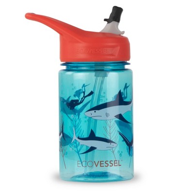 EcoVessel 12oz BPA-Free Reusable Plastic Kids' Water Bottle with Straw - Shark