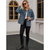 INSPIRE CHIC Women's Denim Corduroy Collar Long Sleeves Button Down Western Shacket Jean Jackets - 3 of 4