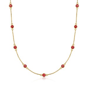 Ross-Simons 3.10 ct. t.w. Ruby Station Necklace in 18kt Gold Over Sterling - 1 of 3