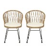 Gulches Outdoor Dining Chair Set of 2 - Weather Resistant with Polyethylene Rattan and Hairpin Legs, Light Brown - 3 of 4