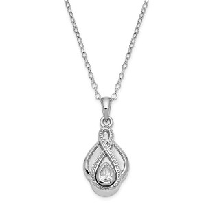 Black Bow Jewelry Sterling Silver & CZ Tear of Strength Ash Holder Necklace, 18 Inch - 1 of 4