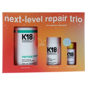 K18 Next Level Repair Trio (Peptide Prep Detox Shampoo 8.5oz + Leave-In Molecular Repair Hair Mask 1.7oz + Molecular Repair Hair Oil 0.34oz) - 1 of 4