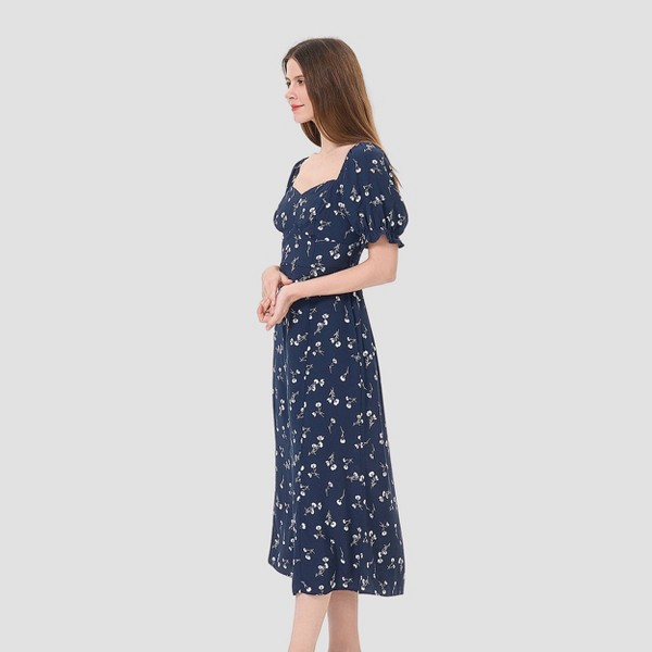Vestido midi evasé de manga corta abullonada de mujer - A New Day™ 2