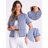 Allegra K Women's Tweed Round Neck Button Front Short Sleeve Vintage Blazer - 2 of 4