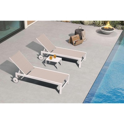 PURPLE LEAF Outdoor Chaise Lounge Set  Adjustable  Recliner with Side Table Outside  Aluminum Chaise Lounger