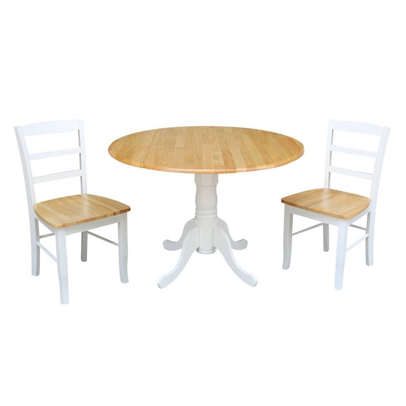 42" Dual Drop Leaf Dining Table with 2 Madrid Ladderback Chairs - International Concepts, 1 of 8