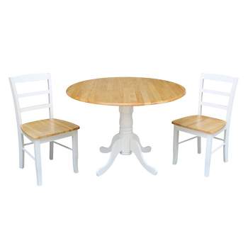 42" Dual Drop Leaf Dining Table with 2 Madrid Ladderback Chairs - International Concepts