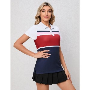 Womens Polo Shirts Short Sleeve Summer Printed Tops 2023 Lightweight Athletic Golf Tennis Shirts - 1 of 4