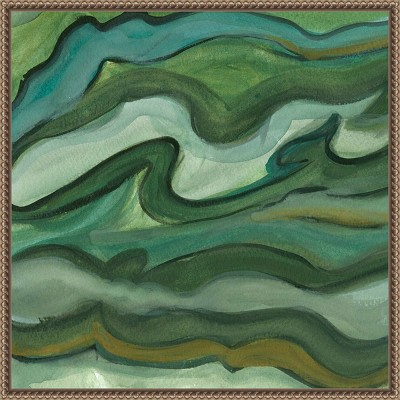 Sea Kelp II Abstract Green Canvas Print with Bronze Frame