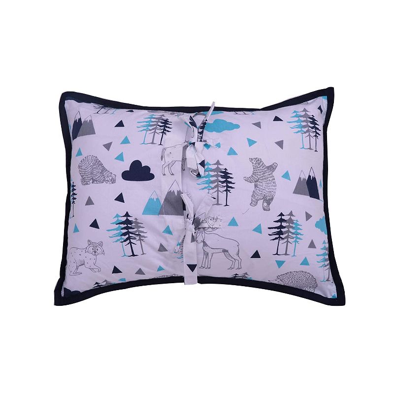 Bacati - Woodlands Aqua/Navy/Grey Boys Cotton Embroidered Decorative Throw Pillow, 2 of 8