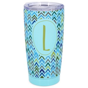 Elanze Designs L Monogram Herringbone Arrows Wrap-Around Design 20 Ounce Stainless Steel On-The-Go Coffee Mug, Thermal Travel Tumbler with Leak - 1 of 4