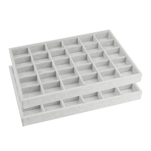 Unique Bargains Stackable Velvet Jewelry Organizer Trays with Removable Dividers for Drawer Set of 2 - 1 of 4