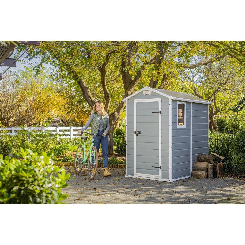 Keter 4&#39;x6&#39; Manor Outdoor Storage Shed Gray, 5 of 6