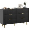 Fluted Dresser for Bedroom with 3 Drawers, Wooden Chest of Drawers with Metal Handle & Feet, Black Dresser for Living Room, Hallway, Bedroom - 3 of 4