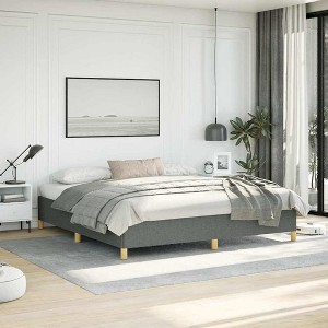 Bed Frame Dark gray Polyester fabric, plywood, engineered wood King - 1 of 4
