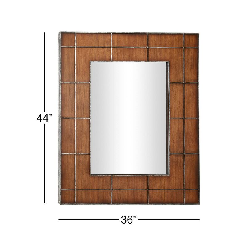 36&#34; x 44&#34; Large Rectangular Wood Wall Mirror with Metal Grid Overlay Golden Brown - Olivia &#38; May, 3 of 5