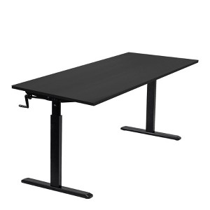 Mount-It! Height Adjustable Hand Crank Sit-Stand Desk with 55" Tabletop | Black - 1 of 4
