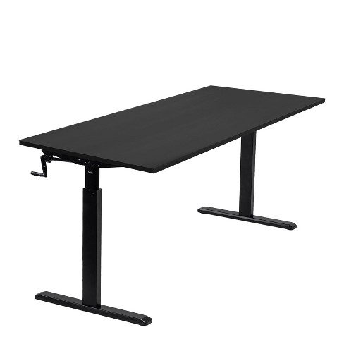 Mount It Height Adjustable Hand Crank Sit Stand Desk with 55 Tabletop Black