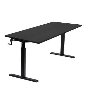 Mount-It! Height Adjustable Hand Crank Sit-Stand Desk with 55" Tabletop | Black