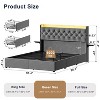 WOWLIVE Full/Queen/King Upholstered Platform Bed Frame with 4 Storage Drawers, Velvet Tufted Headboard with LED light & Charging Station - 3 of 4