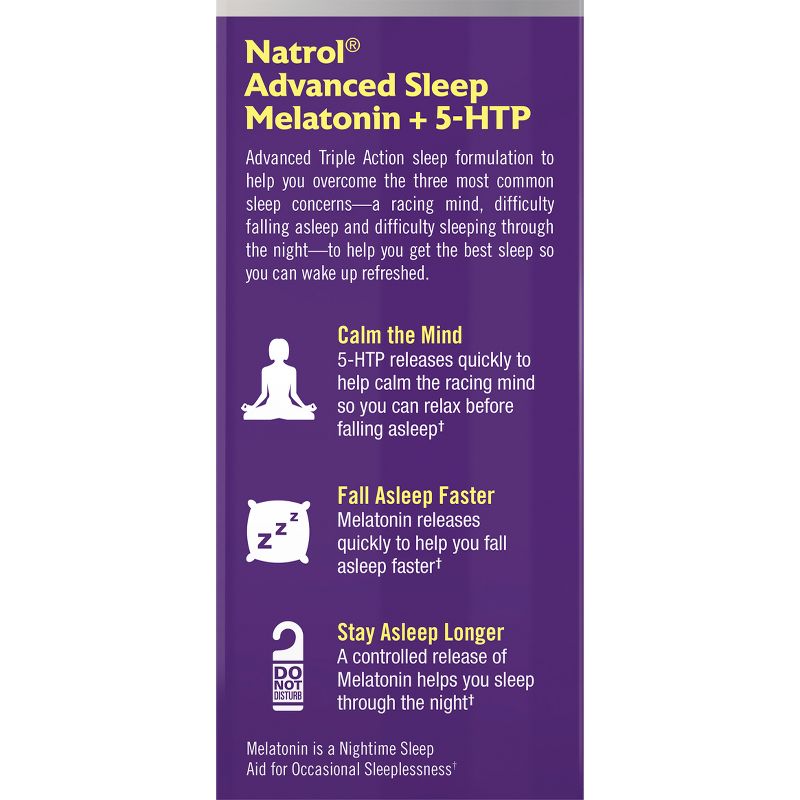 Natrol Melatonin 5-HTP Advanced Sleep Tablets - 60ct, 4 of 11