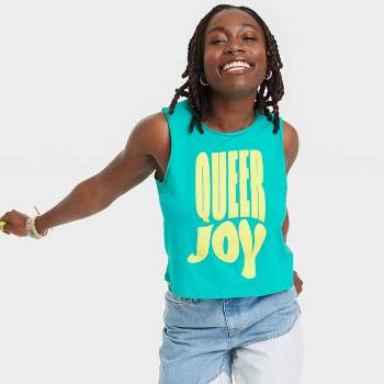 Pride Adult FLAVNT 'Queer Joy' Cropped Tank Top - Green XS