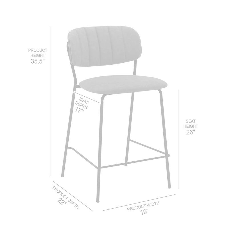 26&#34; Carlo Counter Height Barstool with Faux Leather and Metal Finish Black/Gray - Armen Living, 4 of 11