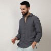 Campus Sutra Men Men's Charcoal Grey Embossed Geometric Shirt - 3 of 4