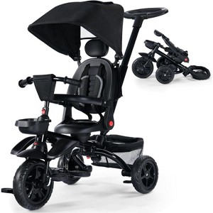 Kinder King 7 in 1 Kids Baby Stroller Tricycle Folding Toddler Trike w/Adjustable Push Handle - 1 of 4