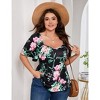 Womens Plus Size Sweetheart Neckline Printed Casual Summer Top Blouses - 2 of 4