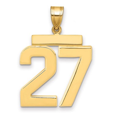 Black Bow Jewelry 14k Yellow Gold, Athletic Collection, Large Polished Number 27 Pendant