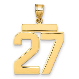 Black Bow Jewelry 14k Yellow Gold, Athletic Collection, Large Polished Number 27 Pendant - 1 of 3