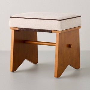 Upholstered Mid Century Ottoman Cream - Hearth & Hand™ with Magnolia - 1 of 4