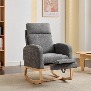 Okak Modern Rocking Accent Chair Armchair with Side Pocket and Upholstered Comfy High Backrest Glider Chair for Bedroom Lounge Nursery - 1 of 4
