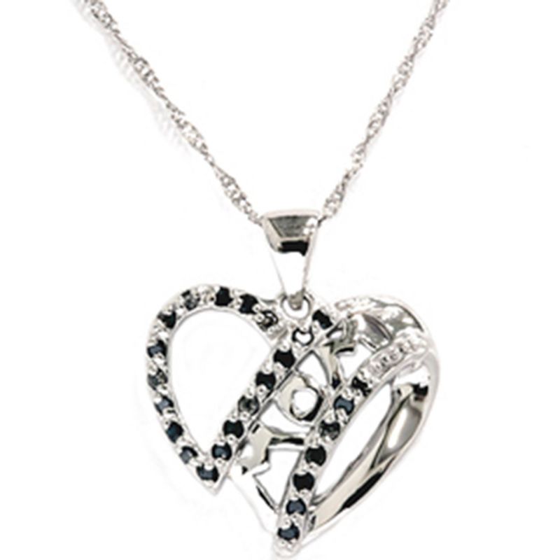 Pompeii3 Black Diamond Mom Heart Pendant Necklace in White, Yellow, or Rose Gold, 1 of 4