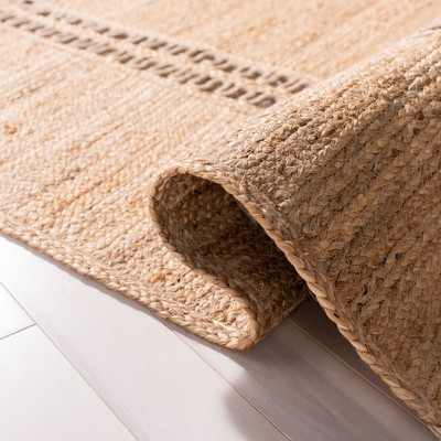 Beige Hand-Knotted Jute Rectangular Area Rug, 5' x 8'