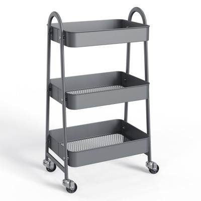 HDZNVF 3 Tier Metal Utility Storage Organizer Kitchen Trolley Bathroom Laundry Room Bar Office Shelves